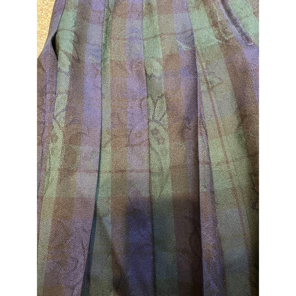 Vintage Pendleton Skirt Womens Petite 12 Green Striped Wool Pleated Midi USA - Picture 3 of 12